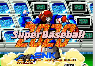 Super Baseball 2020 title screen for Neo Geo